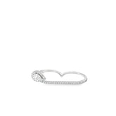 14K WHITE GOLD .65CT PEAR SHAPE AND .53CT ROUND DIAMOND TWO FINGER RING